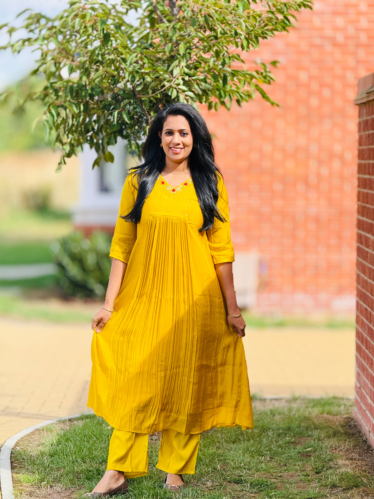 Yellow Mulchanderi Coordset