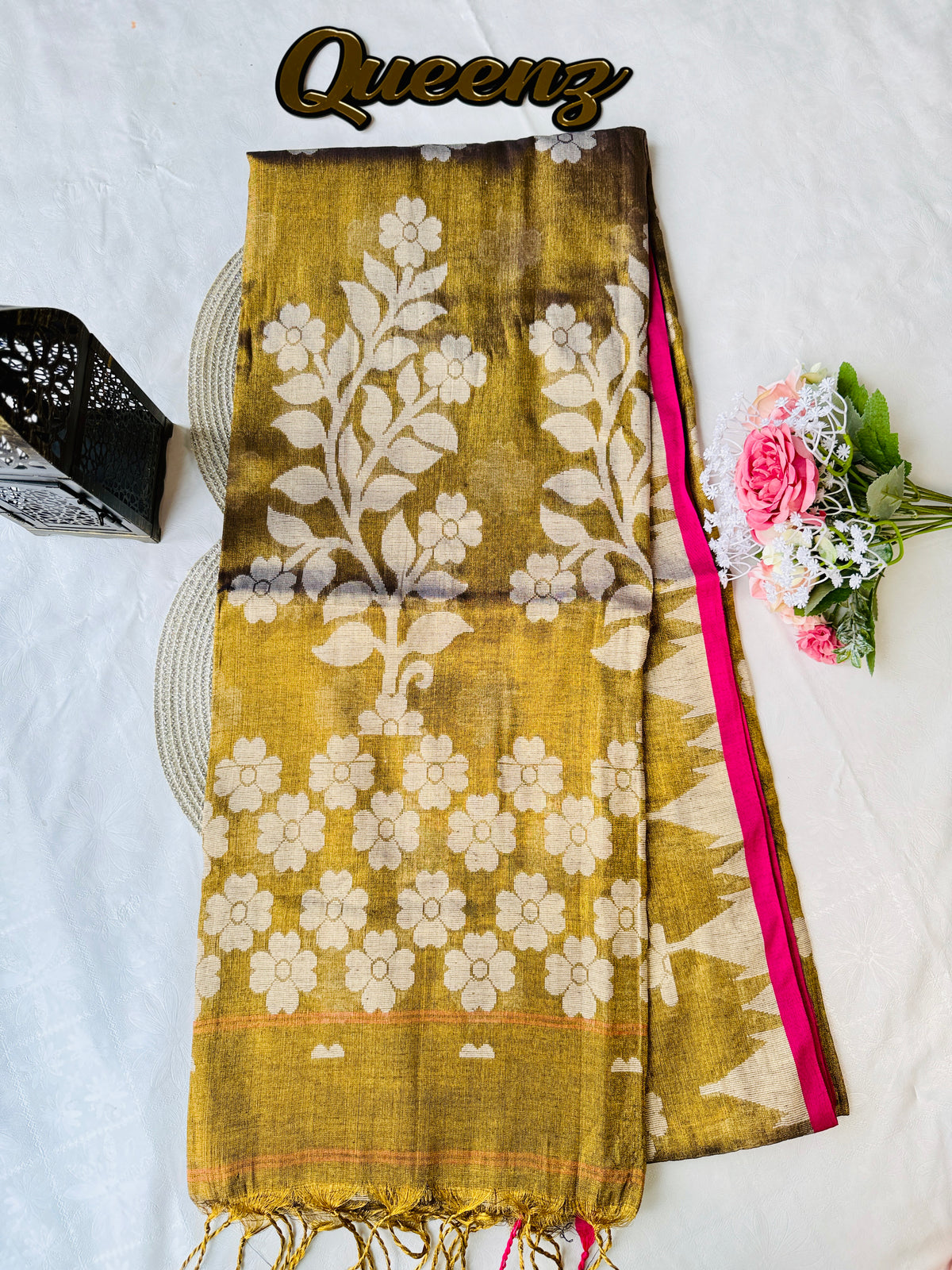 Tissue Linen Jamdhani Saree – view 2 of 2