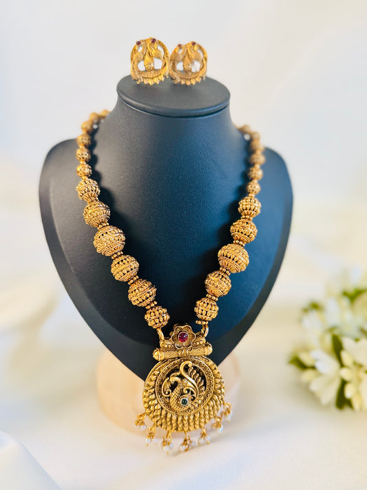QJ167- Reversible Peacock Pendant Necklace