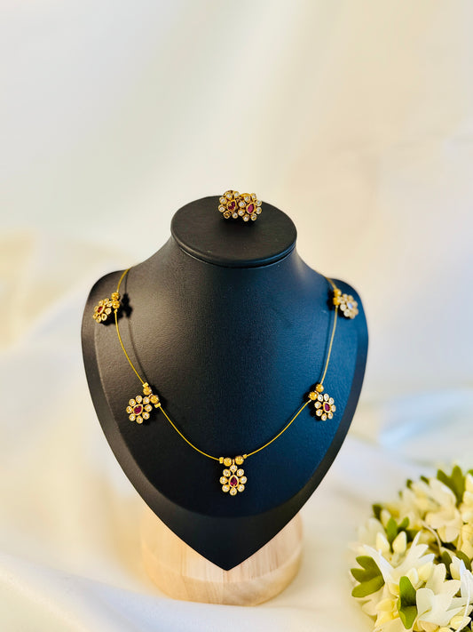 QJ148- Invisible Flower Necklace Pink