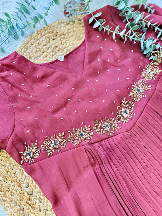 QS832-Mocha Brown Mulchanderi Kurta
