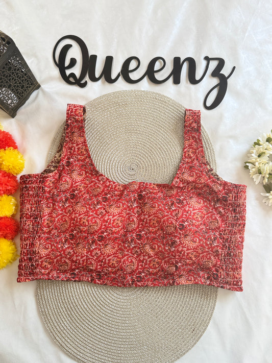 QB111-Ulta Pulta Printed Cotton Sleeveless Blouse