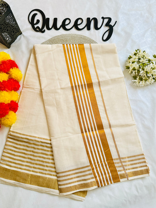 SS346- Kasavu Line Border Kerala Saree