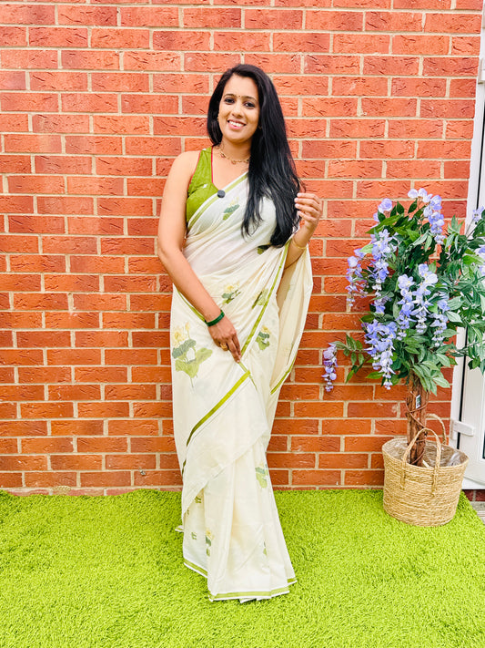 SS330- Water lilly Cotton Saree