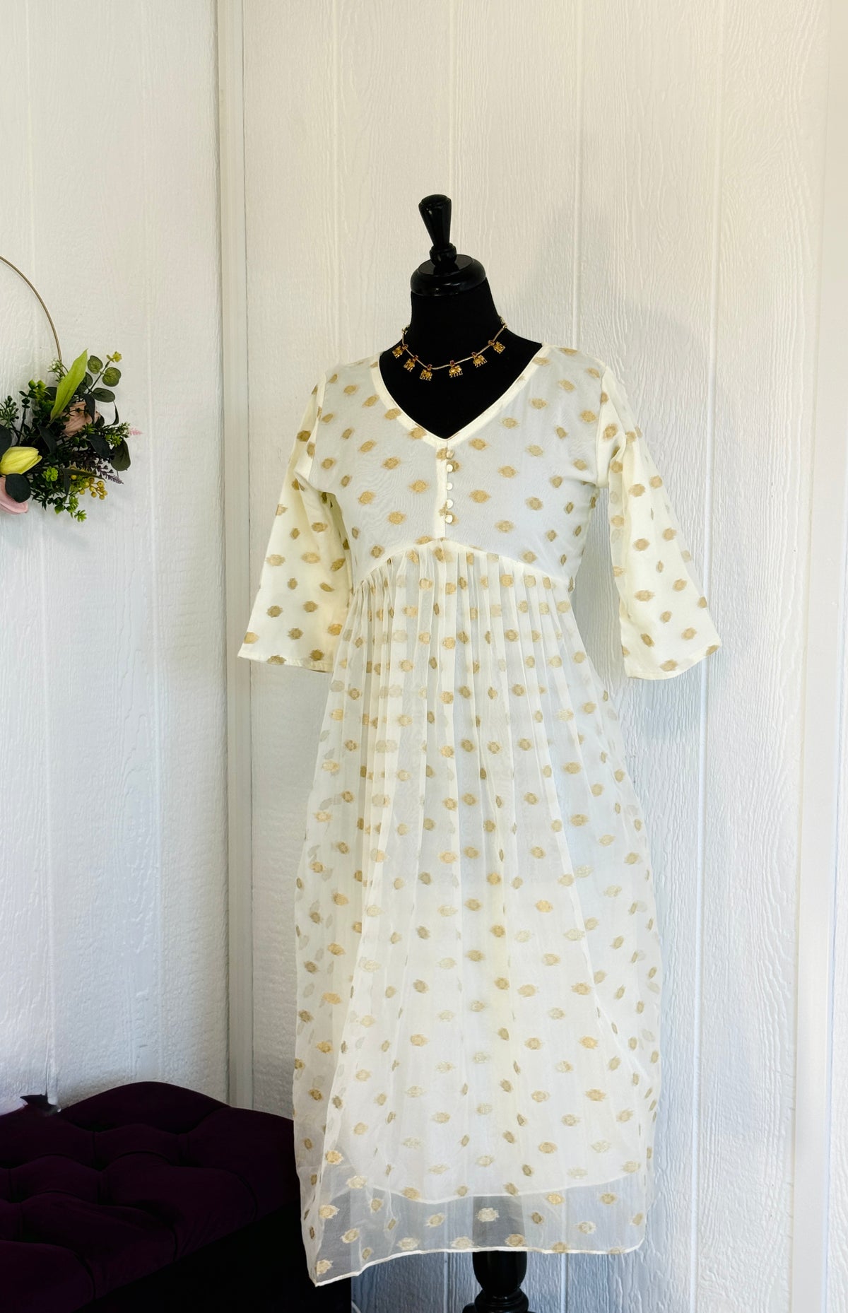 Off White Organza Kurta