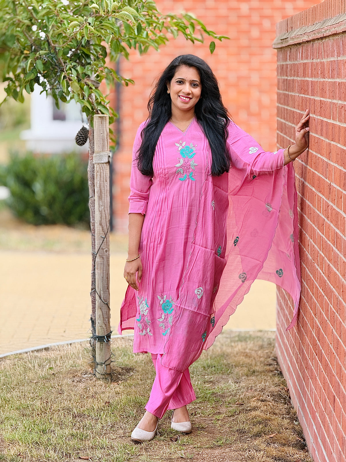 Pink Mul Chanderi Salwar Set