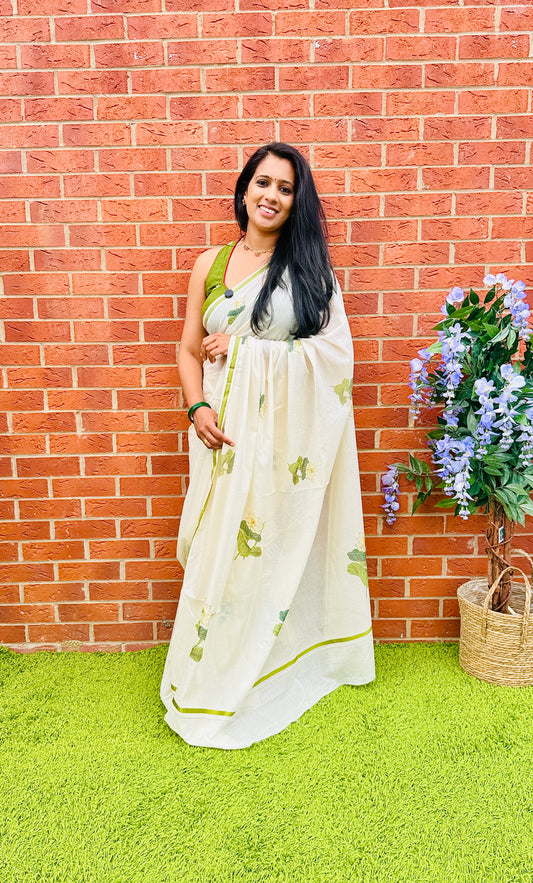 SS330- Water lilly Cotton Saree