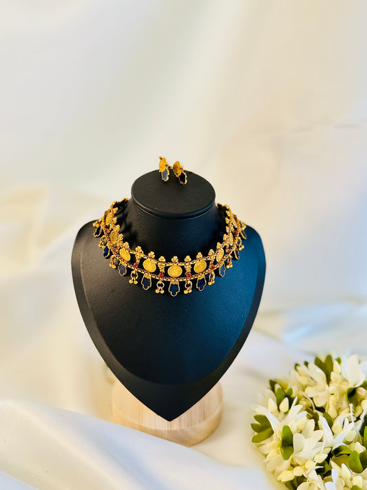 QJ144-Palakka Coin Choker Necklace.
