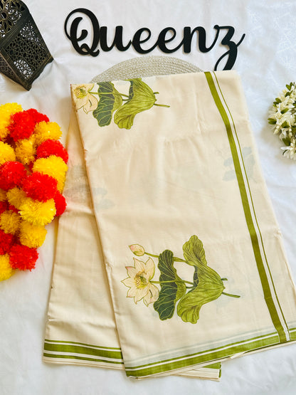 SS330- Water lilly Cotton Saree