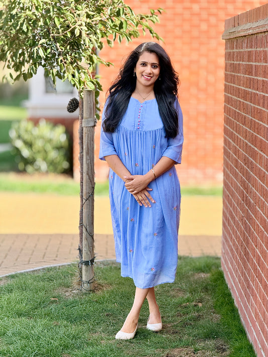 Mul Chiffon Blue Kurta – view 2 of 4
