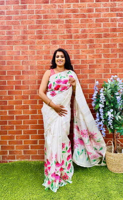 SS350- Premium Chanderi Printed Saree