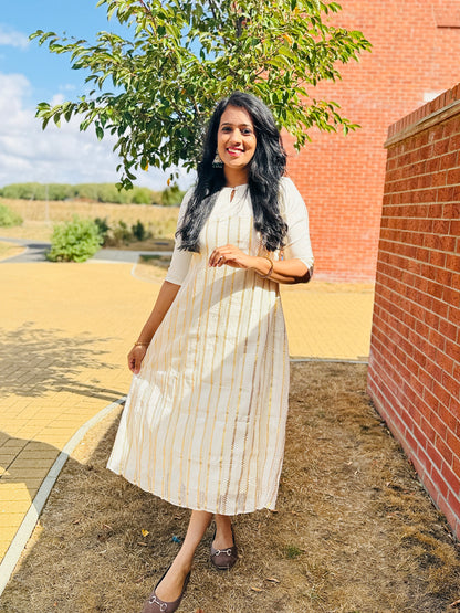 QS843-Lurex line Cotton Kurta