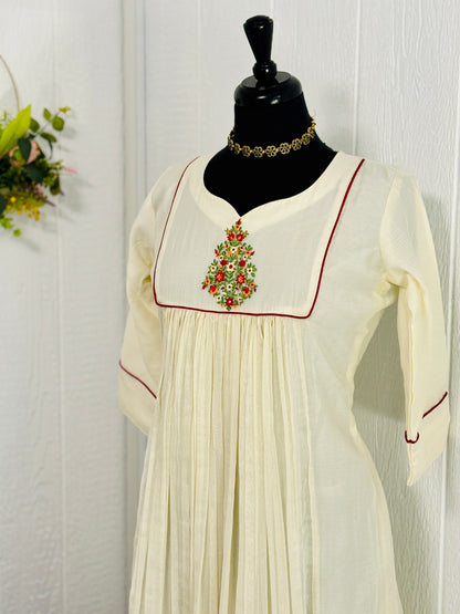 Offwhite Mul Chanderi Kurta
