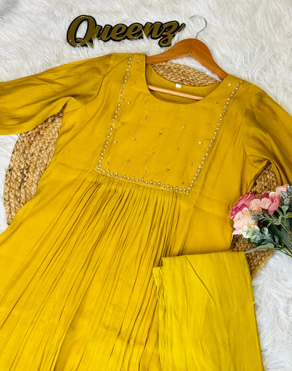 Yellow Mulchanderi Coordset