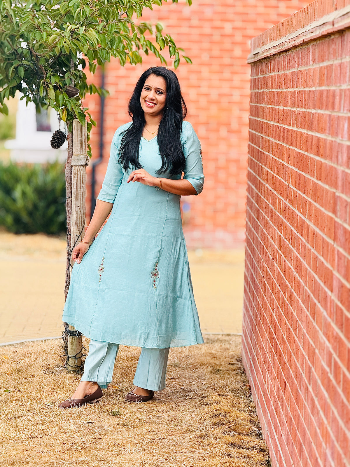 Sea Green Mul Chanderi Co-ord Set