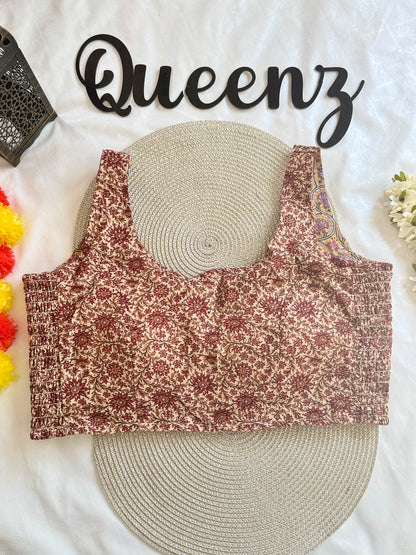 QB115-Ulta Pulta Printed Cotton Sleeveless Blouse