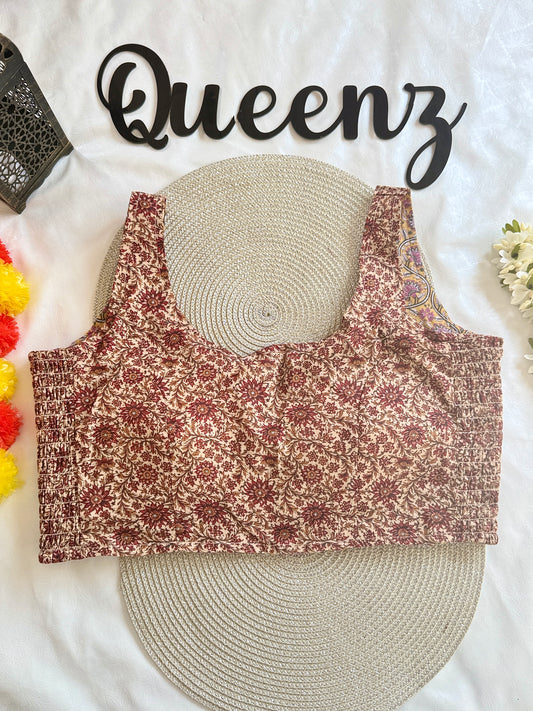 QB115-Ulta Pulta Printed Cotton Sleeveless Blouse