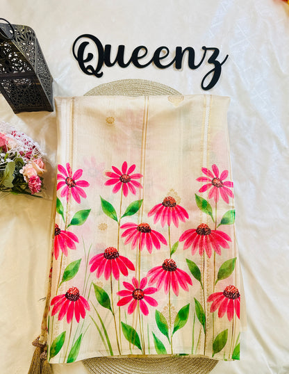 SS350- Premium Chanderi Printed Saree
