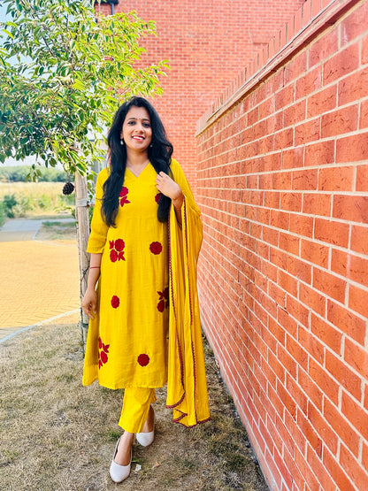 QS806-Yellow Mulchanderi Anarkali Salwar