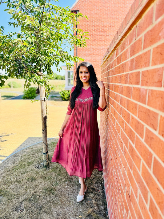 QS832-Mocha Brown Mulchanderi Kurta