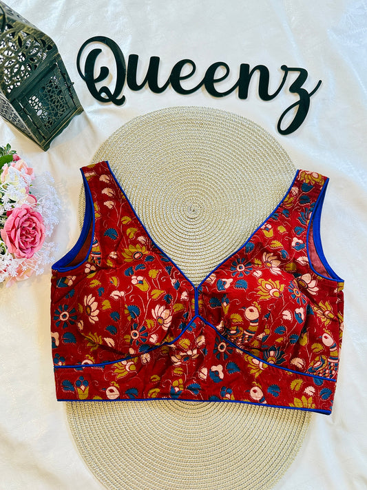 QB089- Ajrak Sleeveless Blouse
