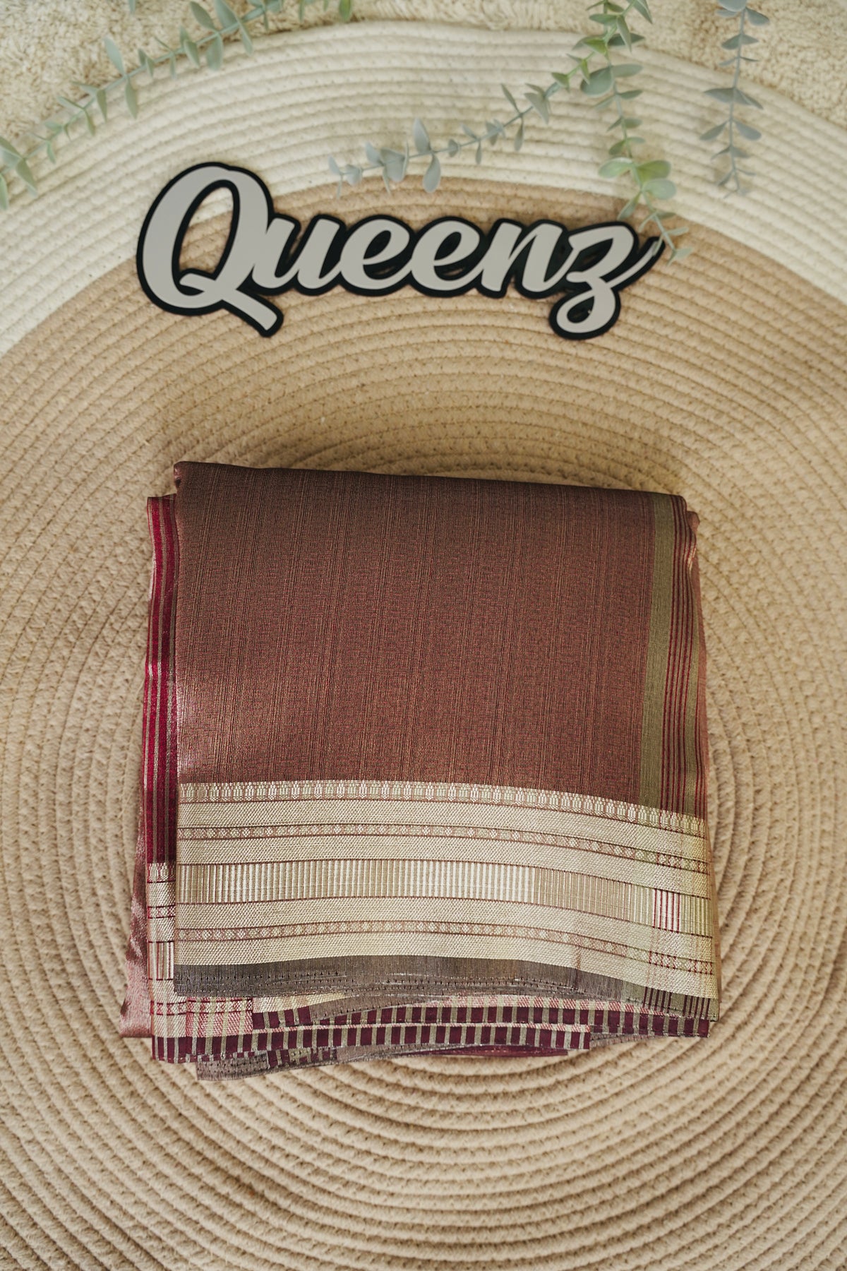 Maroon Tissue Organza Saree