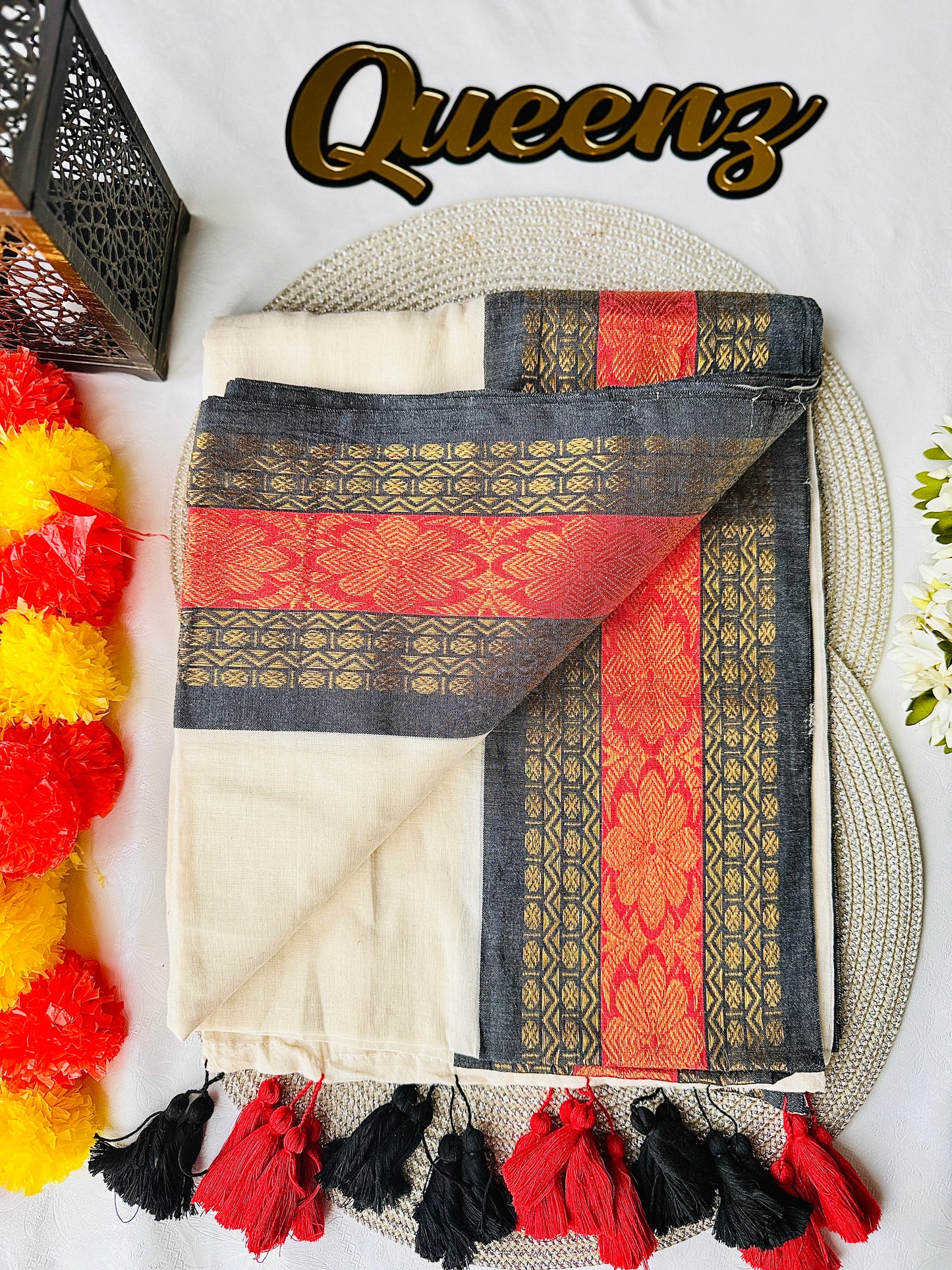 QMC022 Multi Color Kanchi Border Mul Cotton Saree
