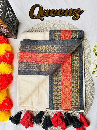 QMC022 Multi Color Kanchi Border Mul Cotton Saree
