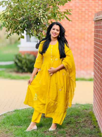 Yellow Mul Chanderi Anarkali Set – view 4 of 5