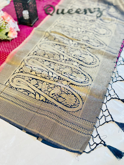 QDSS-103-Designer Contrast Border  Banarasi Georget Saree