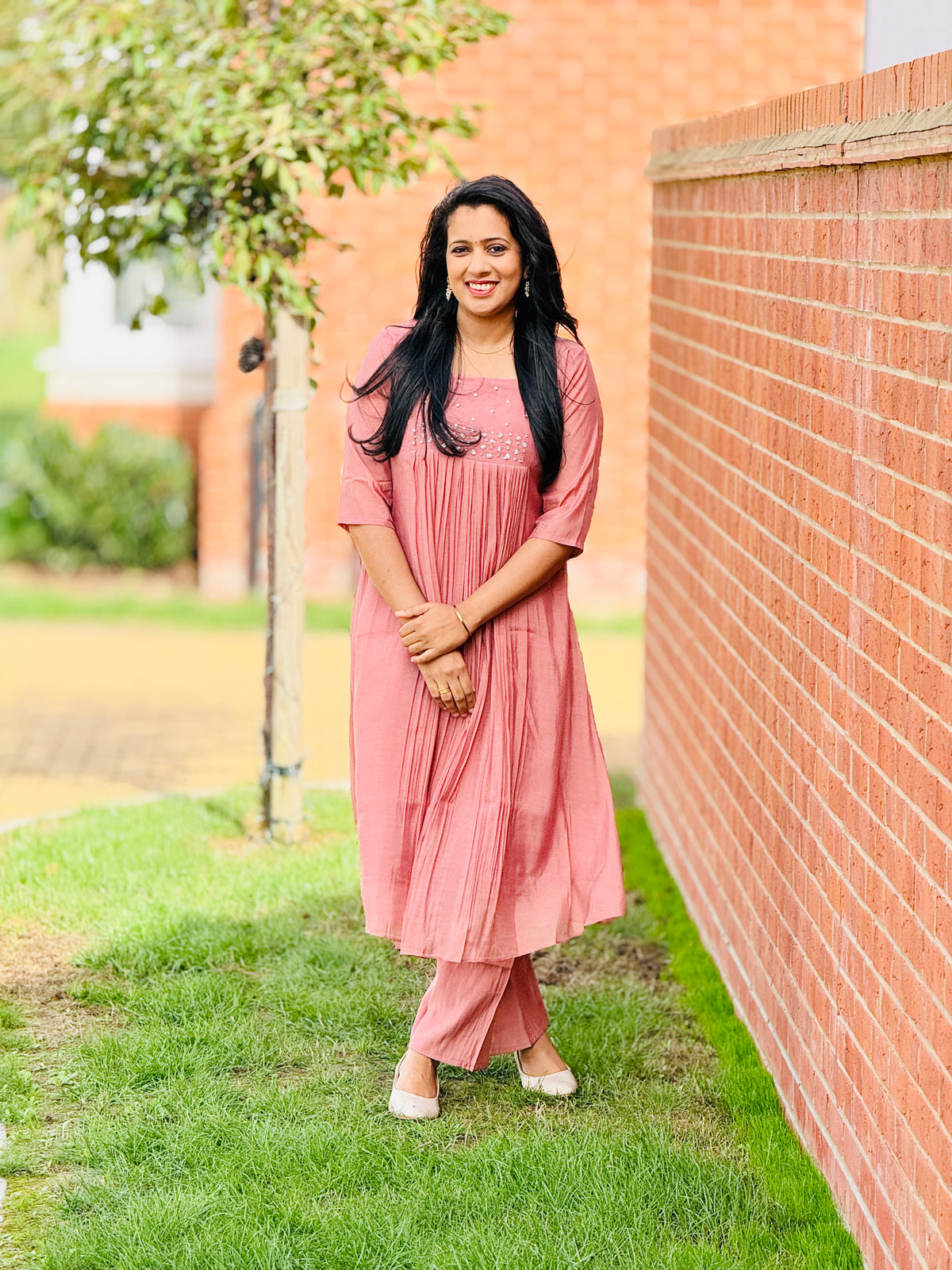 Mauve Pink Mulchanderi Coord Set