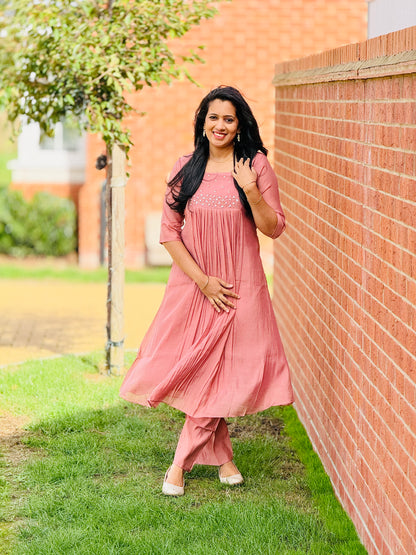 Mauve Pink Mulchanderi Coord Set