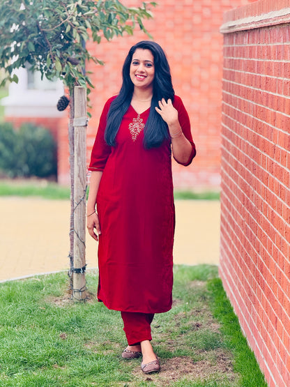 Maroon Velvet Coord Set