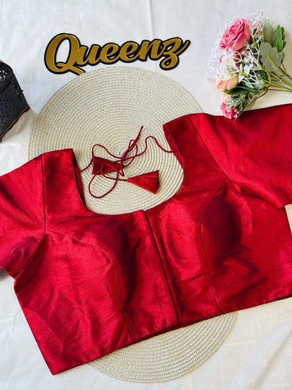 Maroon Semi Raw Silk Blouse