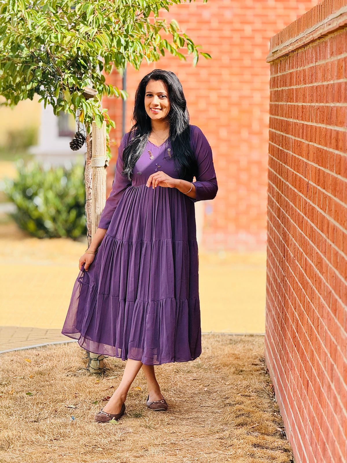 Lavender Georgette Frock Kurta
