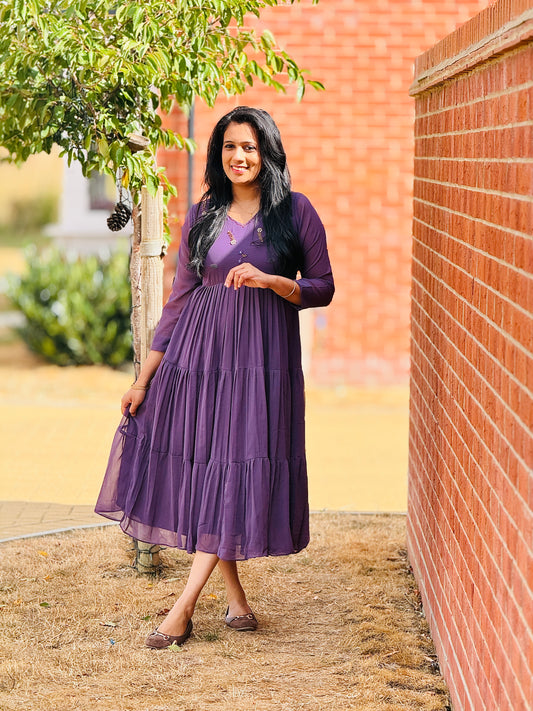 Lavender Georgette Frock Kurta