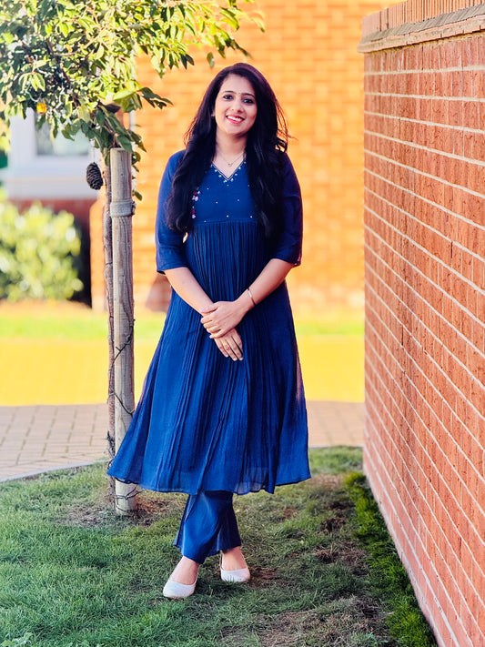 Navy Mulchanderi Coordset