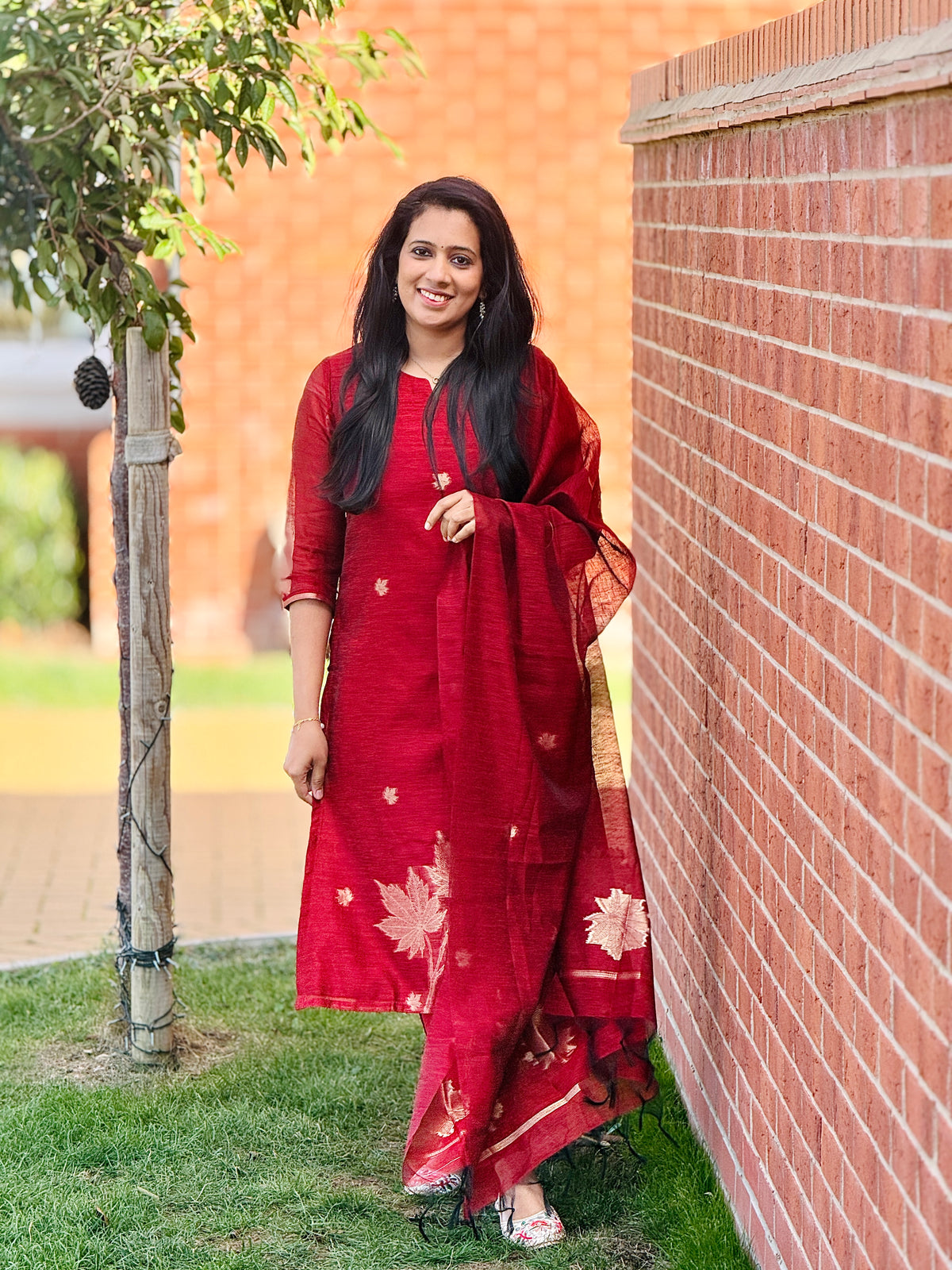 Maroon Jamdhani Salwar