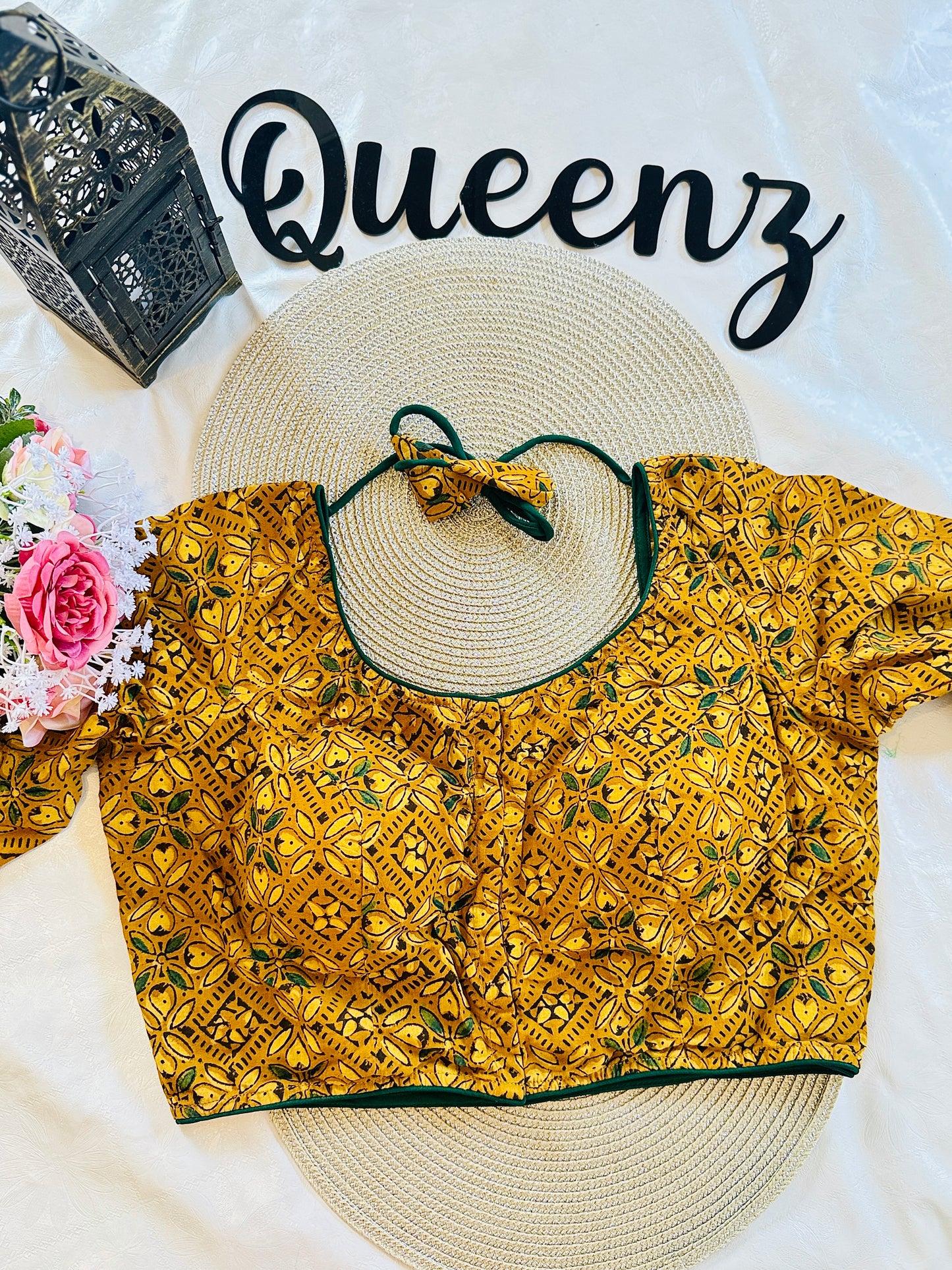 QB105 - Ajrak Patch Full Sleeves Blouse