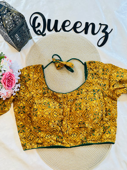 QB105 - Ajrak Patch Full Sleeves Blouse