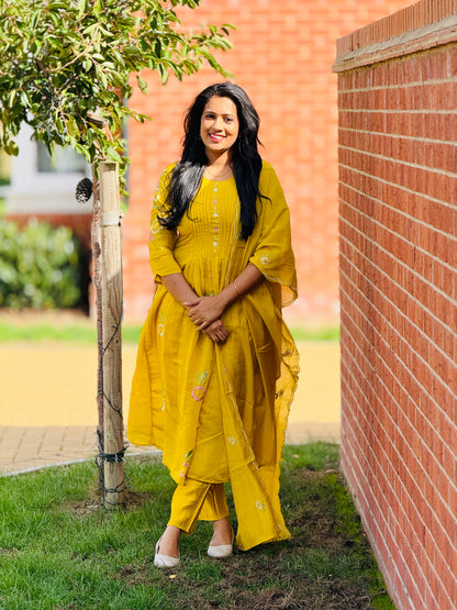 Yellow Mul Chanderi Anarkali Set – view 2 of 5