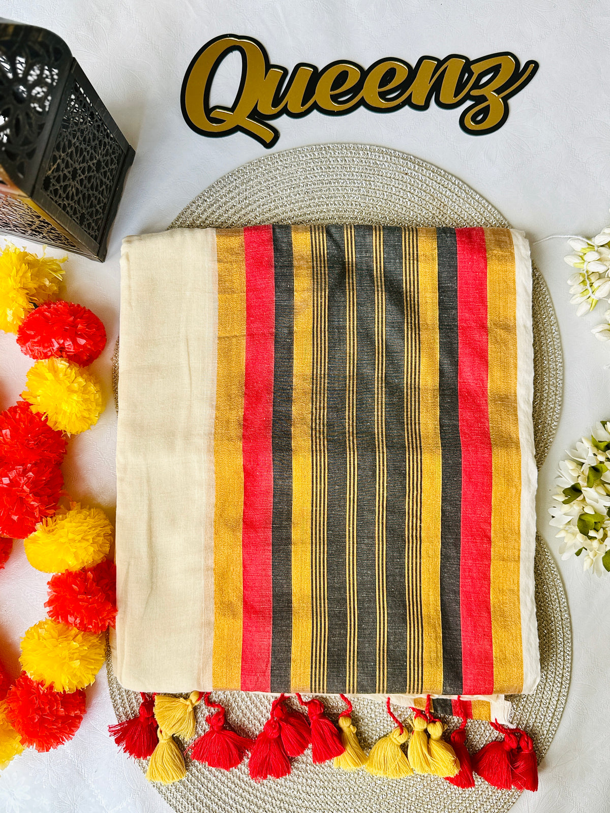 Black and Red Mul Cotton Saree