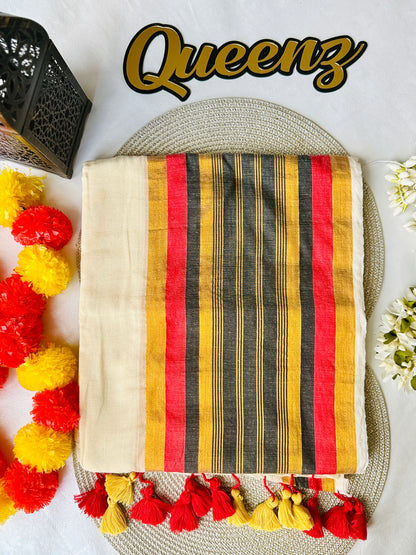 Black and Red Mul Cotton Saree