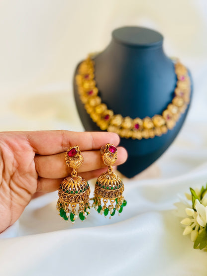 QJ131- Antique Peacock necklace