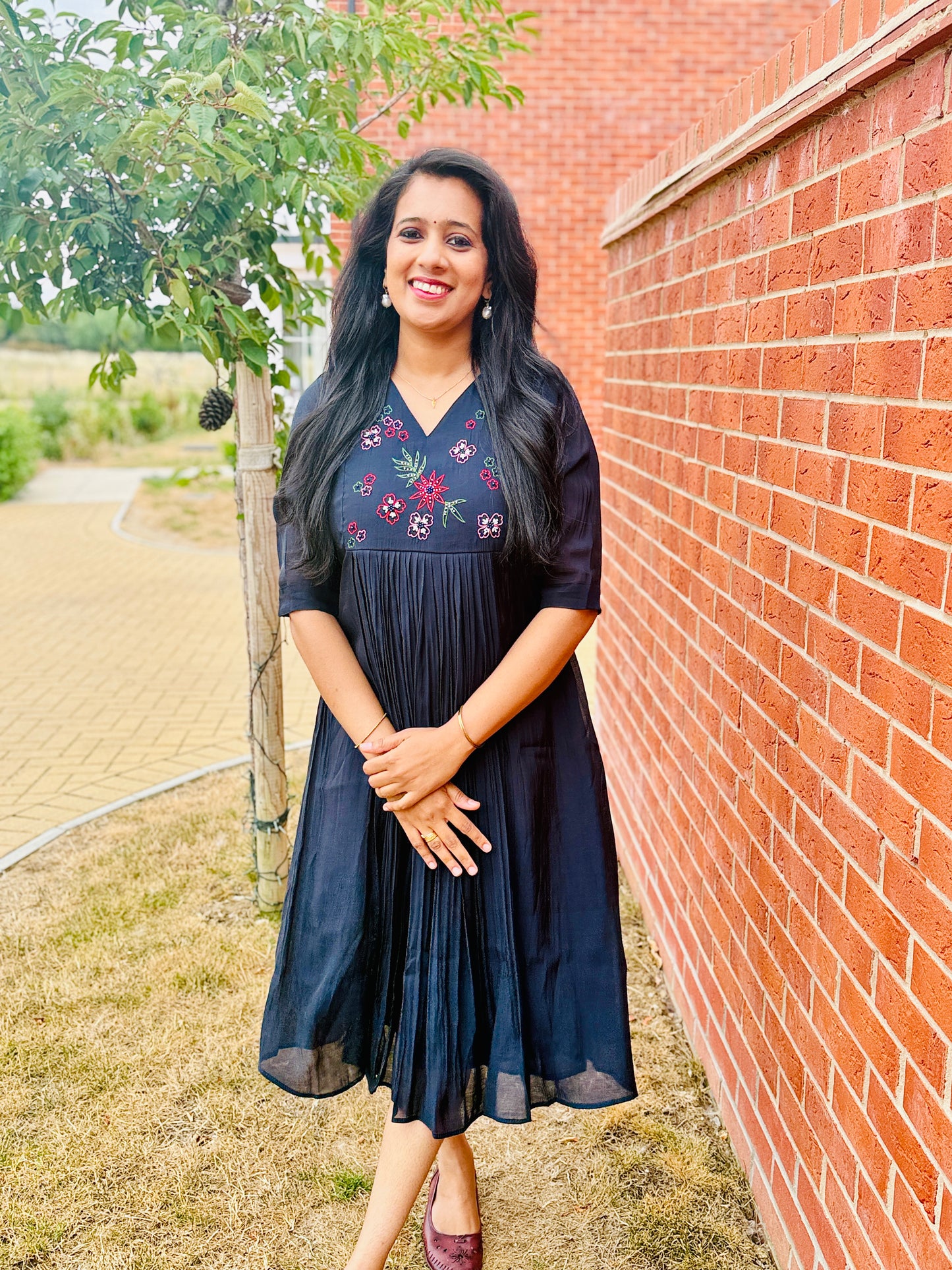 QS843-Black Mulchanderi Kurta