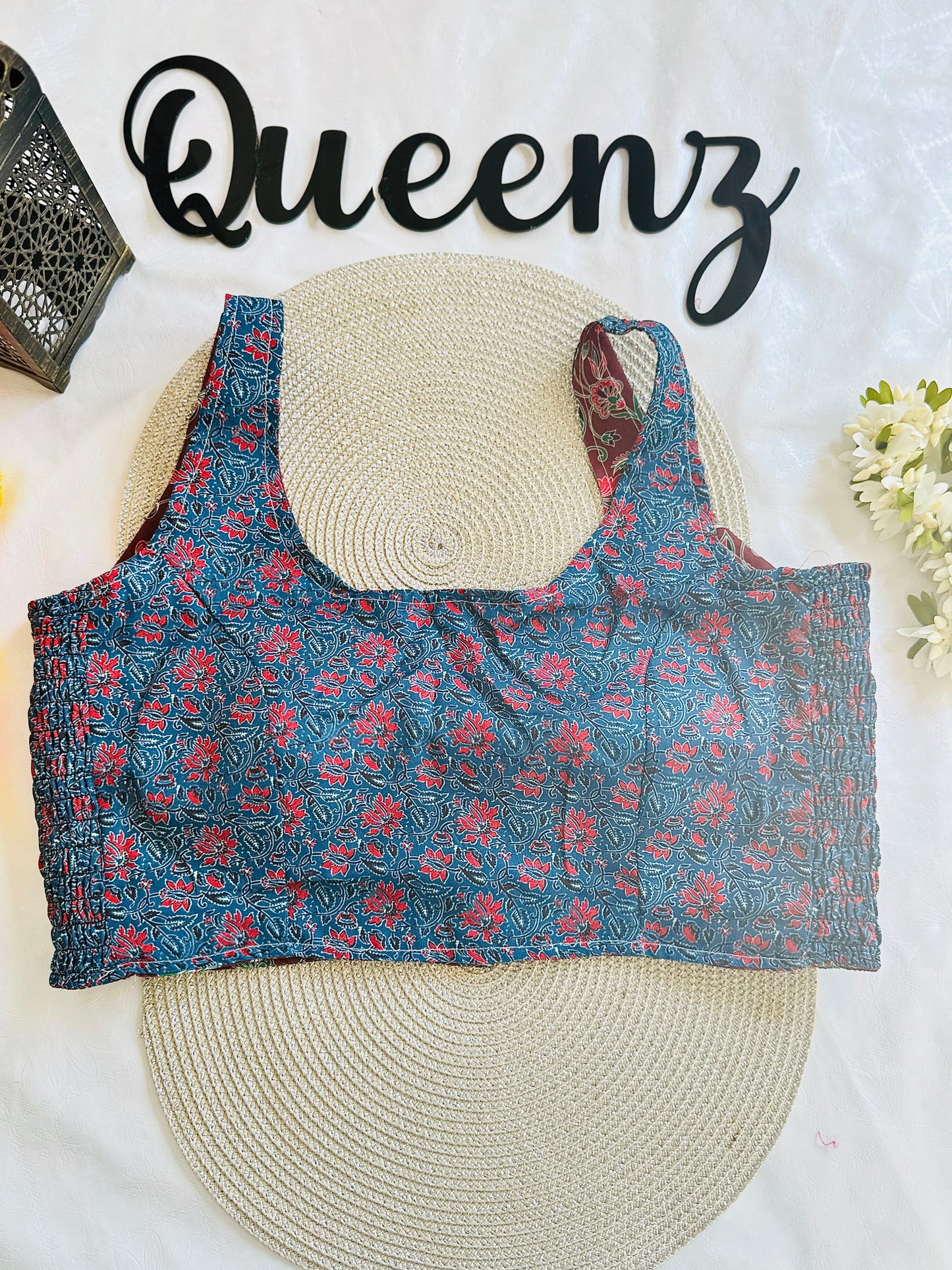 QB119-Ulta Pulta Printed Cotton Sleeveless Blouse