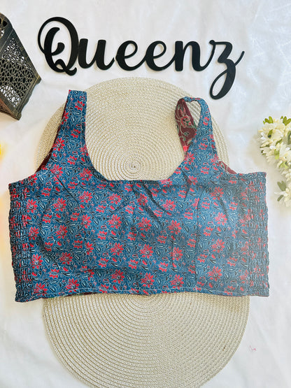 QB119-Ulta Pulta Printed Cotton Sleeveless Blouse