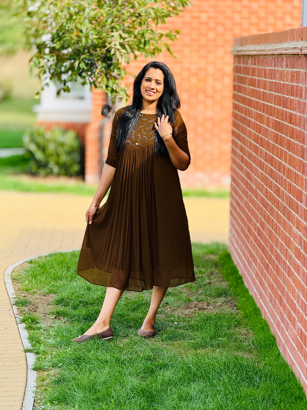 Greenish Brown Georgette Kurta – view 4 of 4