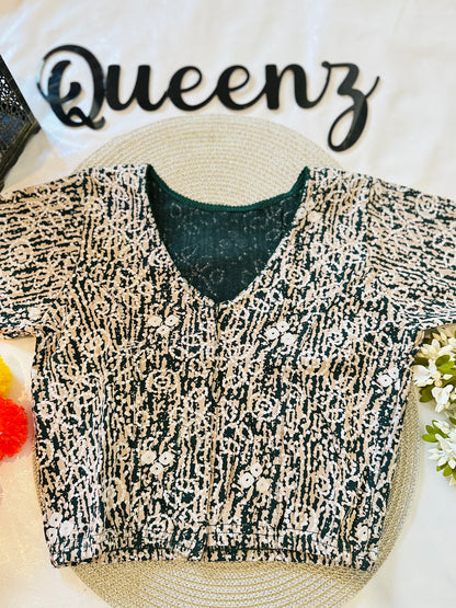 QB128-Cotton Stretchable Ajrak Blouse