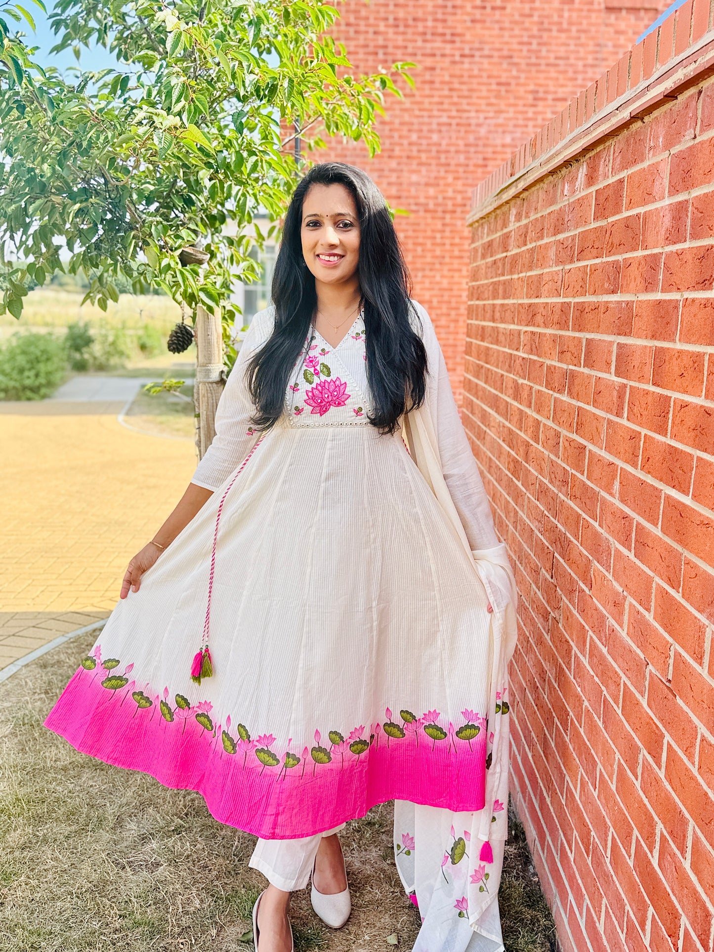 QS805- Soft Cotton Lotus Salwar- Pink